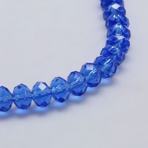 PandaHall Transparent Glass Bead Strands, Faceted, Rondelle, Blue, 6x4mm, Hole: 1mm; about 101pcs/strand, 18.5" Glass Rondelle Blue