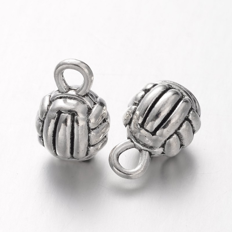 PandaHall Tibetan Style Alloy Volleyball  Charms, Lead Free, Antique Silver, 15x9x2mm, Hole: 4mm Alloy Sports Goods