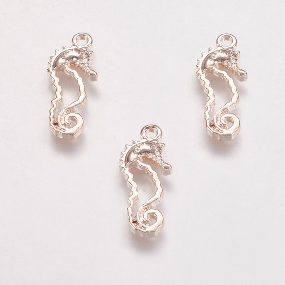 PandaHall Alloy Open Back Bezel Pendants, For DIY Resin, Pressed Flower Jewelry, Sea Horse, Rose Gold, 21.5x9x3mm, Hole: 1.5mm Alloy Sea...