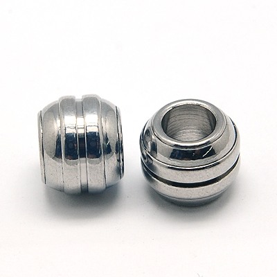 PandaHall 304 Stainless Steel Beads, Barrel, 12x10mm, Hole: 6mm Stainless Steel Barrel