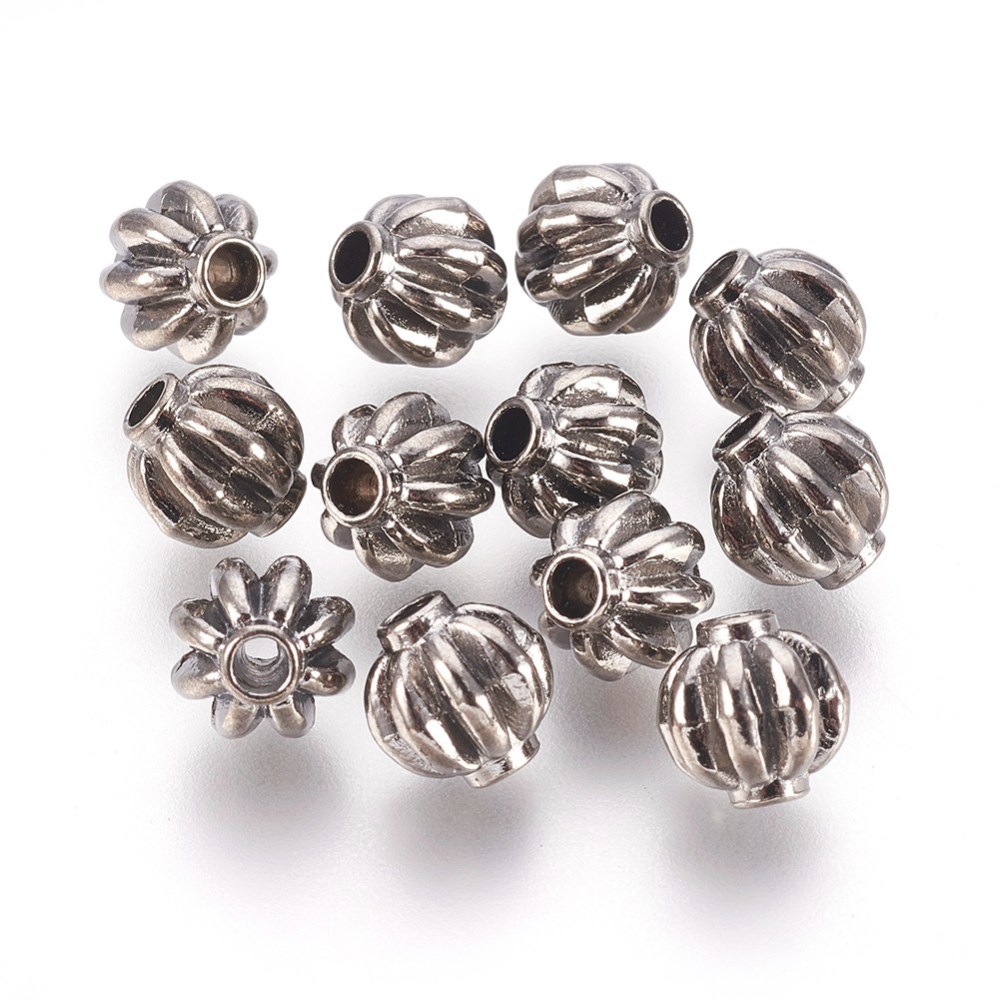 PandaHall Tibetan Silver Beads, Lead Free & Cadmium Free & Nickel Free, Barrel, Gunmetal, Size: about 8mm long, 8mm wide, hole: 2mm Alloy...