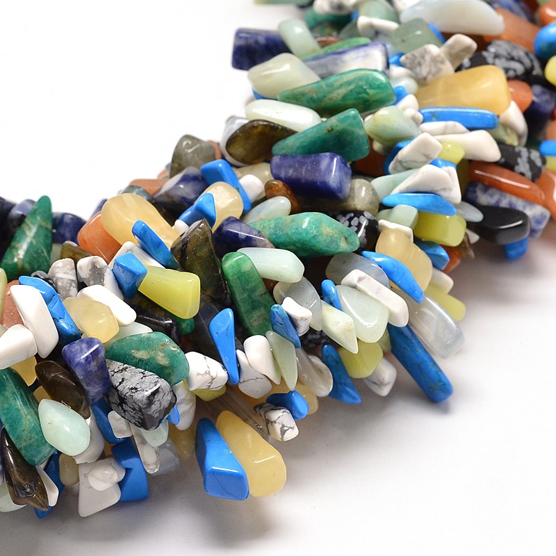 PandaHall Natural Mixed Stone Nuggets Bead Strands, 10~27x5~13mm, Hole: 1mm; 16" Mixed Stone Nuggets