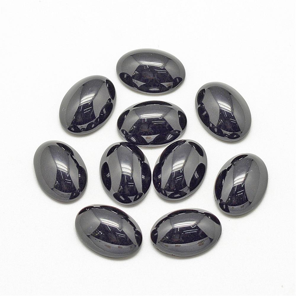 PandaHall Natural Black Stone Cabochons, Oval, 18x13x5mm Black Stone Oval