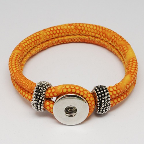 PandaHall PU Leather Bracelet Makings, with Brass Snaps and Alloy Findings, Snap Bracelets, Platinum, Orange, 230x19mm Imitation Leather...