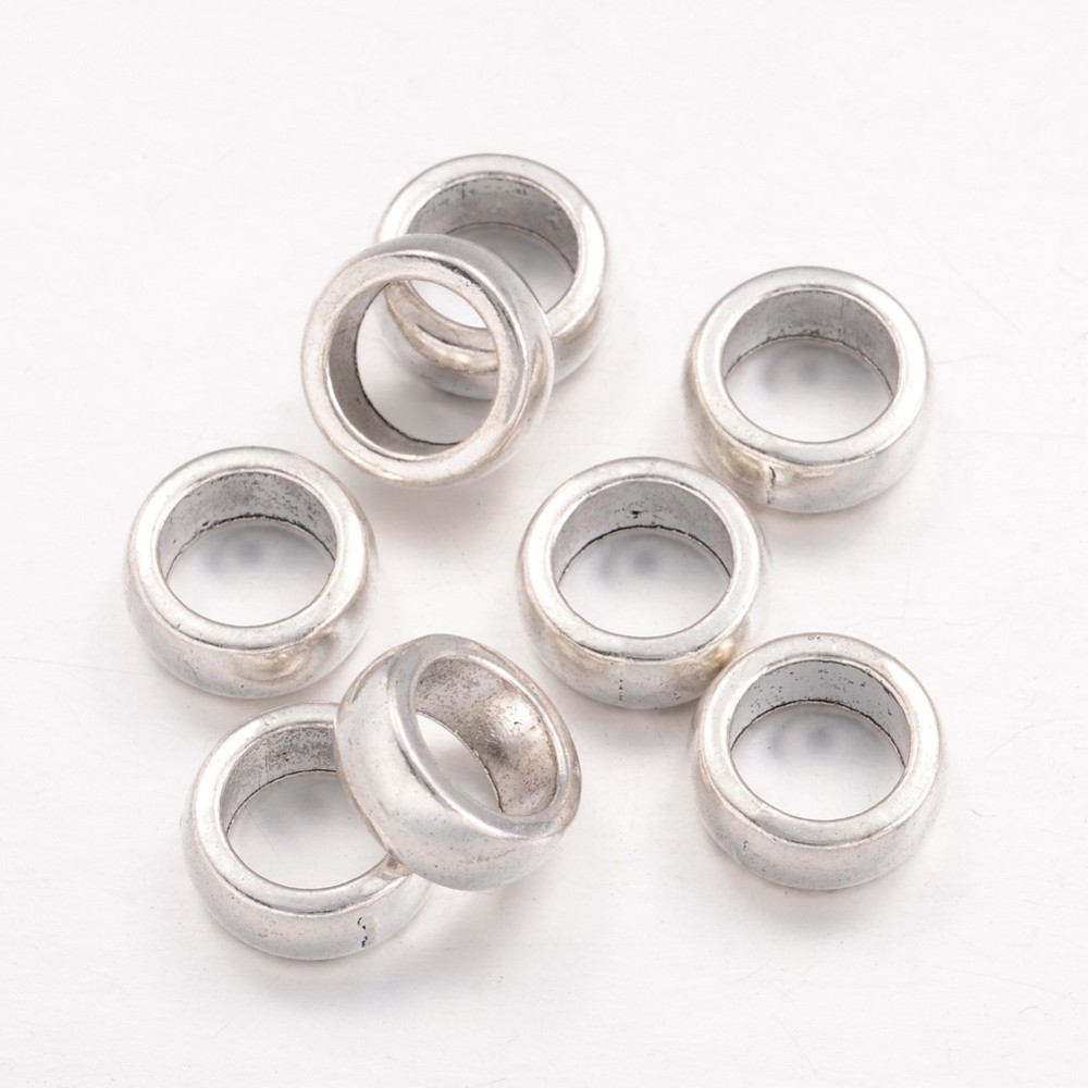 PandaHall Tibetan Style Alloy Bead Spacers, Lead Free and Cadmium Free, Rondelle, Antique Silver, 11x5mm Lead Free Alloy Rondelle