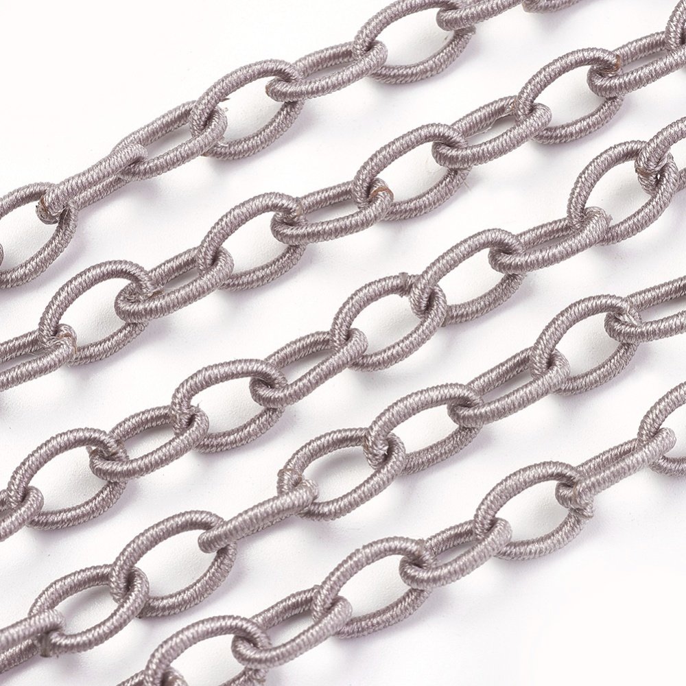 PandaHall Handmade Nylon Cable Chains Loop, Oval, RosyBrown, 10x8x2mm, about 85cm/strand, 33.5" Nylon Brown