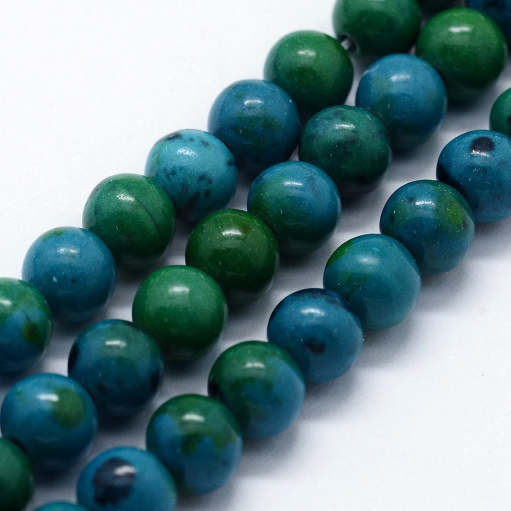 PandaHall Synthetic Chrysocolla Beads Strands, Round, 8mm, Hole: 1mm; about 46pcs/strand,  14.76"(37.5cm) Chrysocolla Round