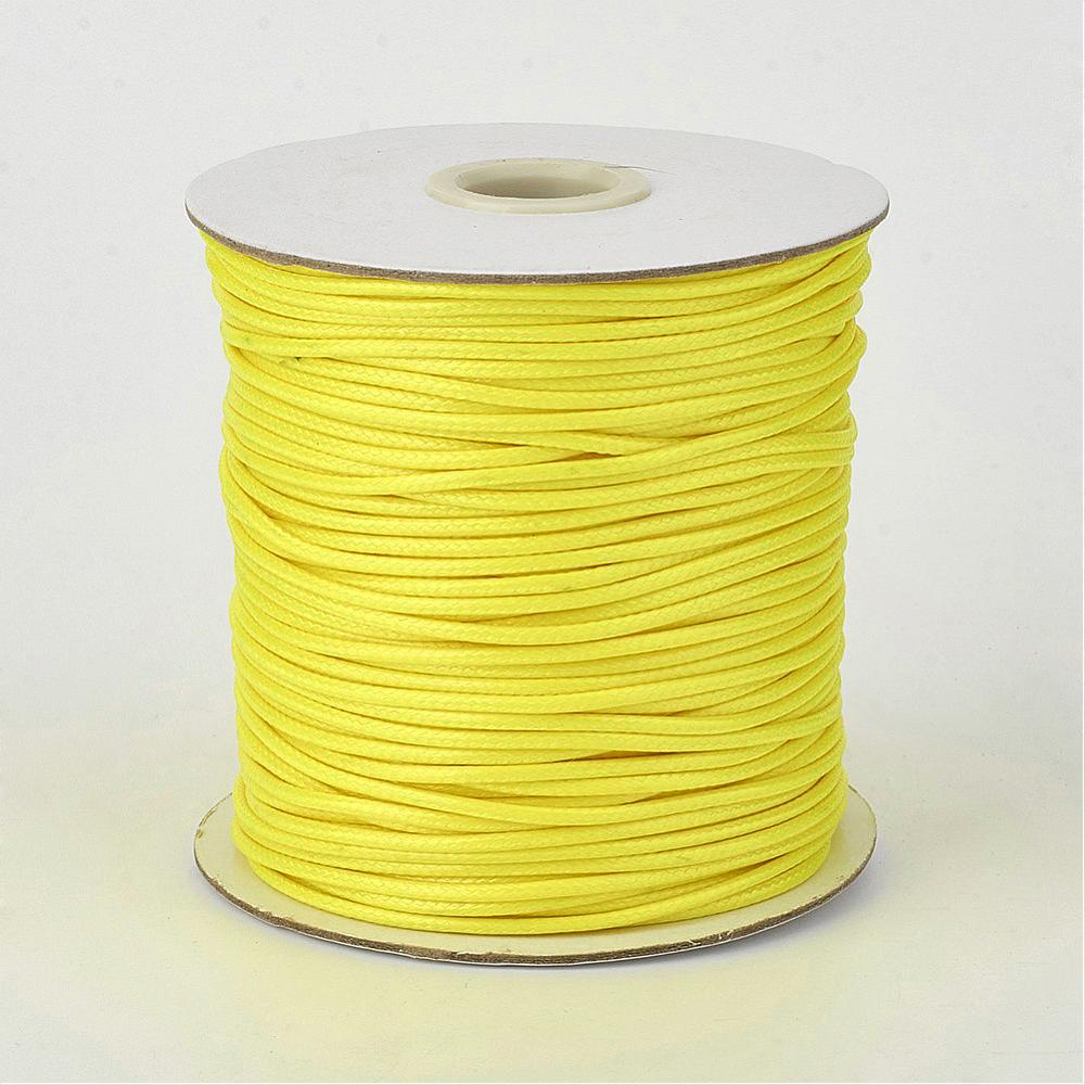 PandaHall Environmental Korean Waxed Polyester Cord, Yellow, 1mm; about 200yards/roll(182.88m/roll) Waxed Polyester Cord Yellow