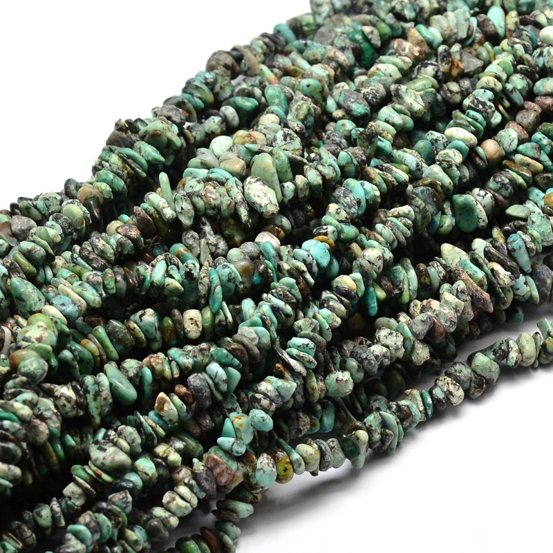 PandaHall Natural African Turquoise Chip Beads Strands, 4~15x5~8mm, Hole: 1mm; about 31.5" African Turquoise Chip