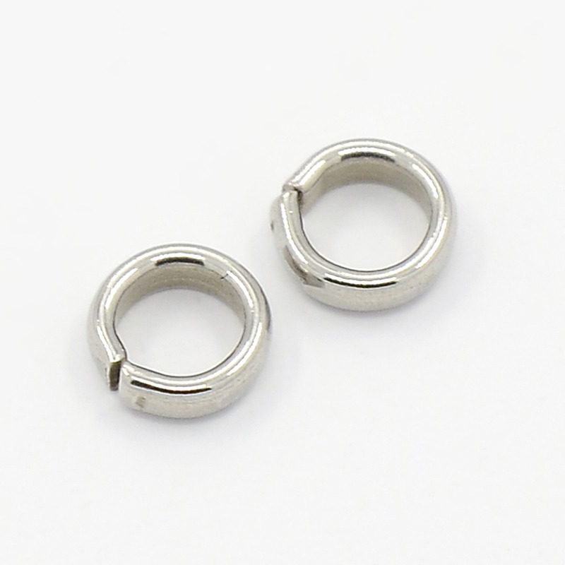 PandaHall 304 Stainless Steel Jump Rings, Closed but Unsoldered, Stainless Steel Color, 6x2mm, Hole: 4mm; about 2mm inner diameter Stainless...