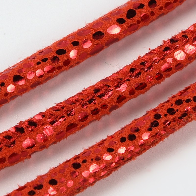 PandaHall PU Leather Cords, Red, 5mm; about 100yards/bundle Imitation Leather Round Red