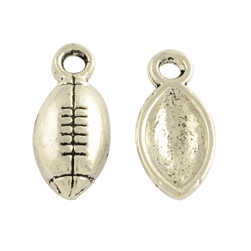 PandaHall Football Tibentan Style Alloy Rugby Charms, Lead Free & Cadmium Free, Antique Silver, 15x7x3mm, Hole: 1.5mm; about 1600pcs/1000g...