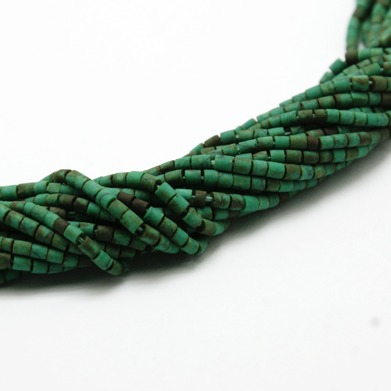 PandaHall Frosted Synthetic Turquoise Heishi Bead Strands, Dyed, Column, Green, 1.5~2.5x1.5~2.8mm, Hole: 0.5mm; about 160pcs/strand, 12"...