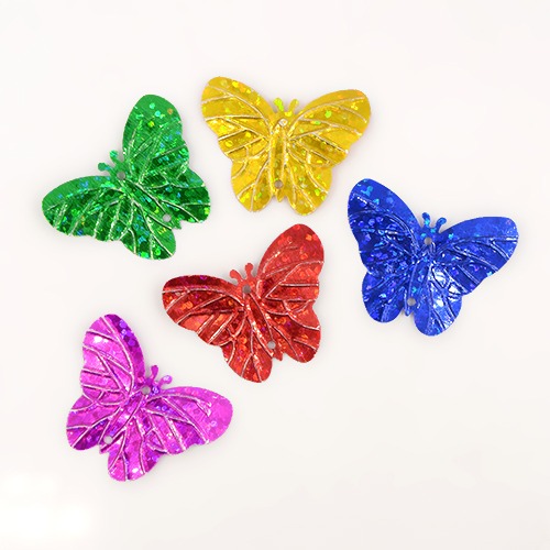 PandaHall Mixed Butterfly Plastic Paillette/Sequin Links, 22x29x0.5mm, Hole: 1mm; about 250pcs/50g Plastic Butterfly Multicolor