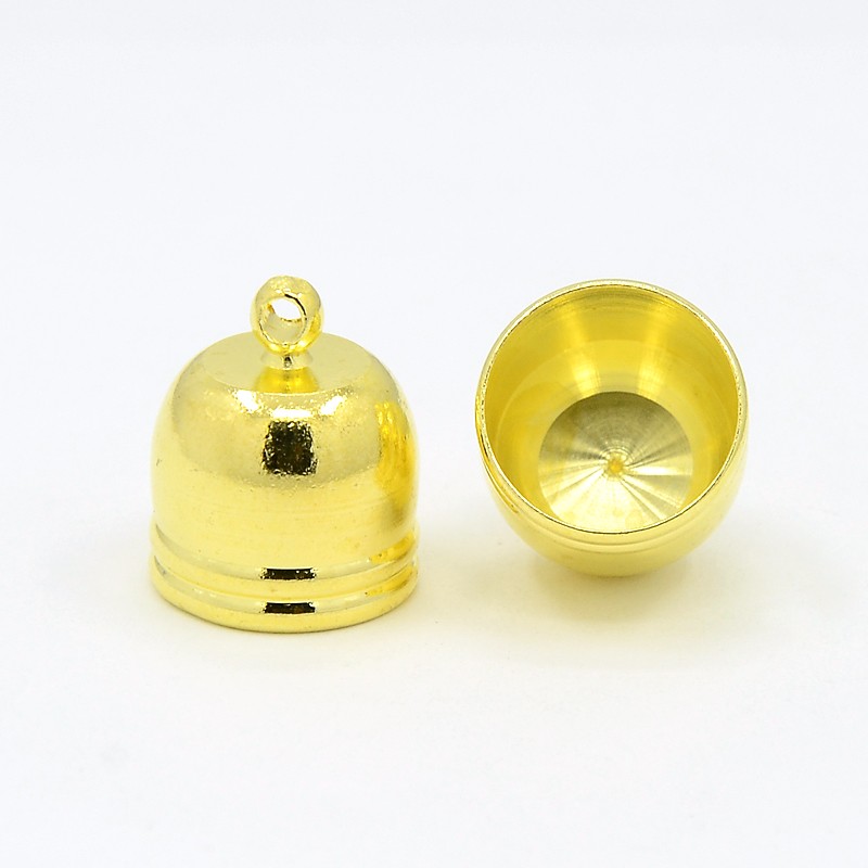PandaHall Brass Cord Ends, Golden, 14x12mm, Hole: 1mm Brass