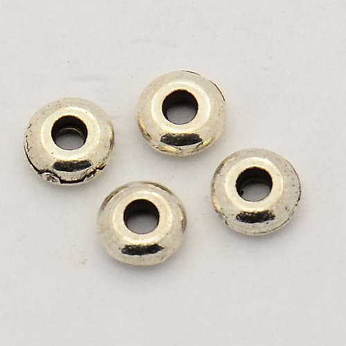 PandaHall Alloy Bead Spacers, Antique Silver, 5x2mm, Hole: 2mm Alloy Disc