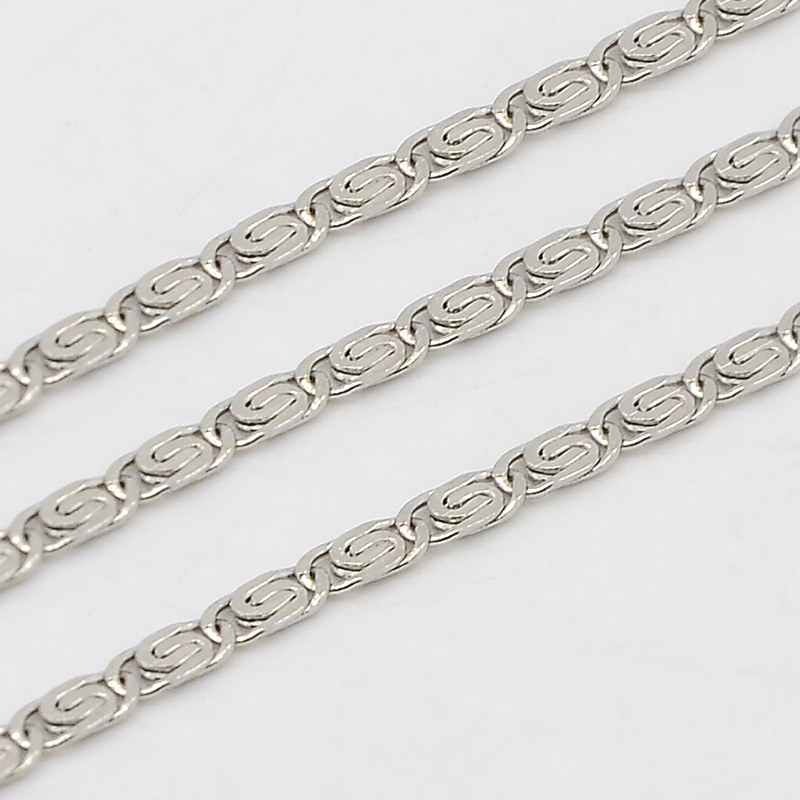 PandaHall 304 Stainless Steel Lumachina Chains, Snail Chain, Decorative Chain, Stainless Steel Color, 2x0.4mm Stainless Steel