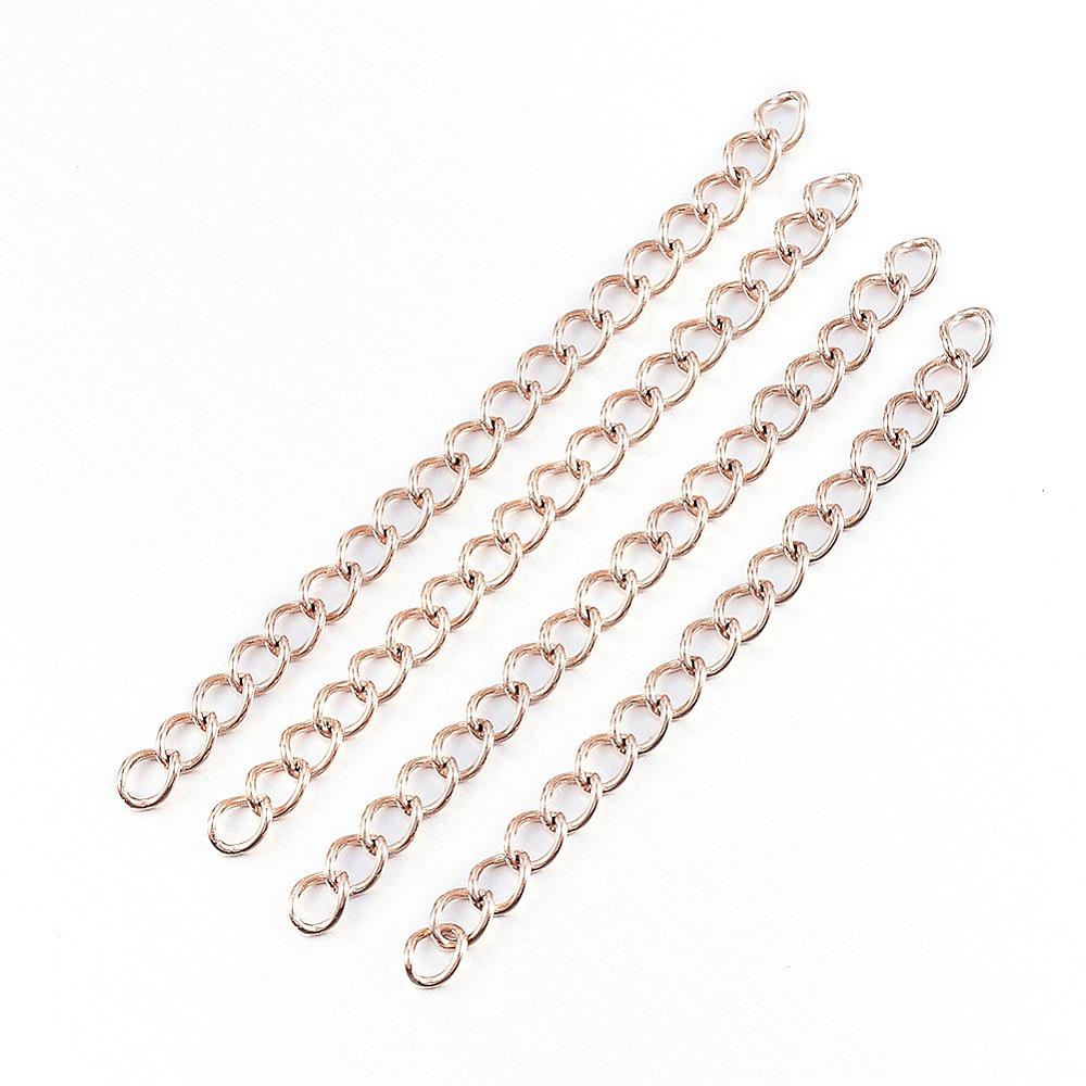 PandaHall 304 Stainless Steel Extender Chains, Rose Gold, 45~50x3mm Stainless Steel