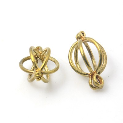 PandaHall Brass Cage Pendant, Lantern, Nickel Free, Unplated, about 19mm long, 12~13mm wide, hole: 2mm; inner measure: 10mm Brass Round