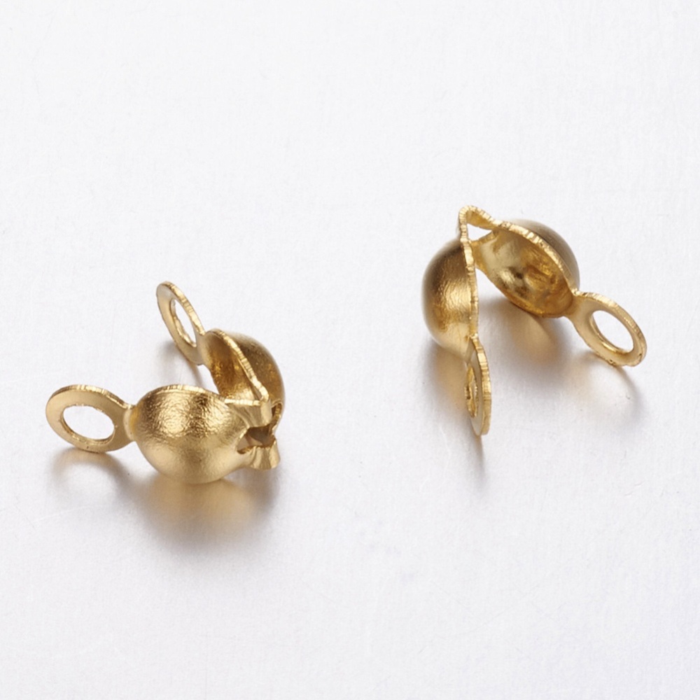 PandaHall 304 Stainless Steel Bead Tips, Golden, 4x2mm, Hole: 1mm Stainless Steel