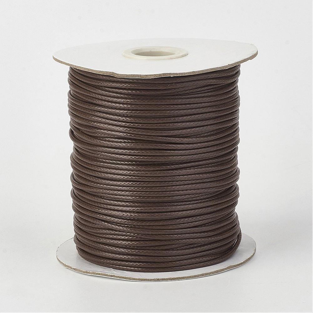 PandaHall Environmental Korean Waxed Polyester Cord, CoconutBrown, 2mm; about 100yards/roll(91.44m/roll). Waxed Polyester Cord Brown