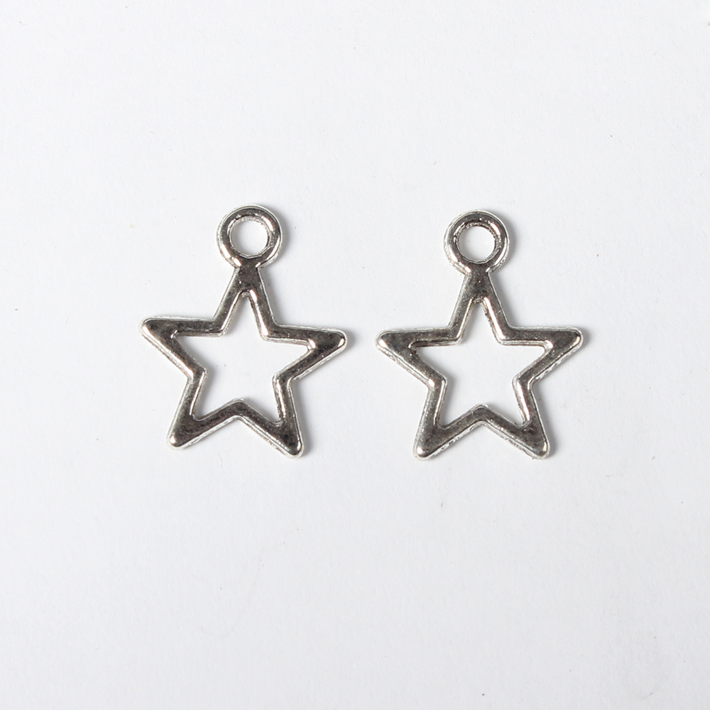 PandaHall Antique Silver Star Charms Tibetan Silver Pendants, Lead Free, Cadmium Free and Nickel Free, about 14mm long, 10mm wide, 2mm thick...