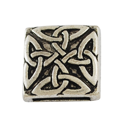 PandaHall Alloy Slide Charms, Lead Free & Cadmium Free & Nickel Free, Square, Antique Silver, 18x18x6mm, Hole: 13x3mm Alloy Square