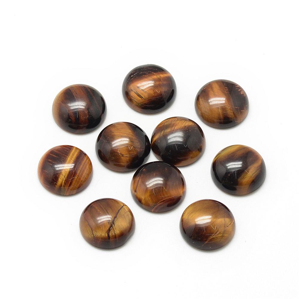 PandaHall Natural Tiger Eye Cabochons, Half Round/Dome, 12x5mm Tiger Eye Half Round
