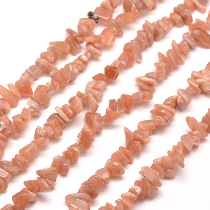 PandaHall Natural Sunstone Chip Bead Strands, 5~8x5~8mm, Hole: 1mm; about 31.5" Sunstone Chip