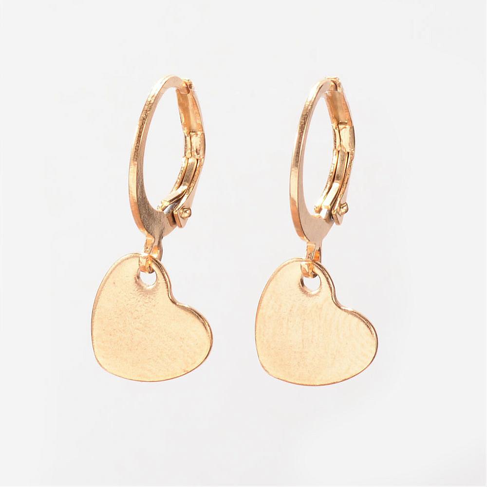 PandaHall 304 Stainless Steel Earrings, Leverback Earrings, Heart, Golden, 26mm, Pin: 1mm Stainless Steel