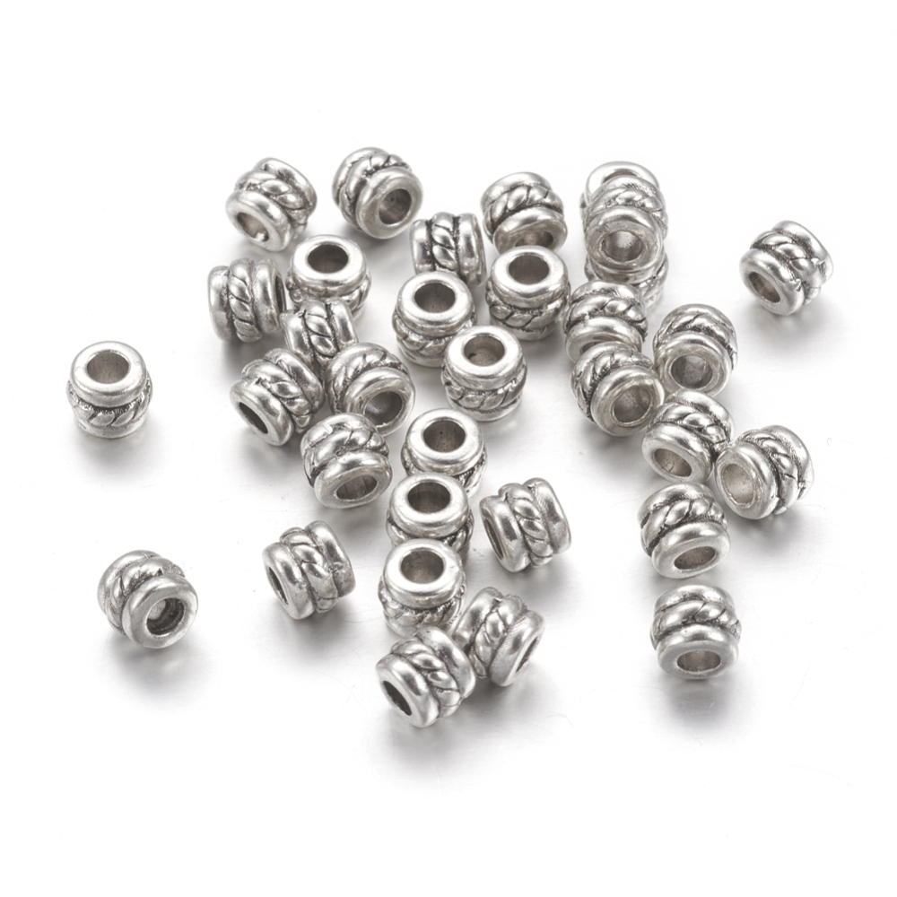 PandaHall Tibetan Style Bead Spacers, Column, Antique Silver, Lead Free & Cadmium Free, about 5mm in diameter, 4mm thick, hole: 2.5mm Alloy...