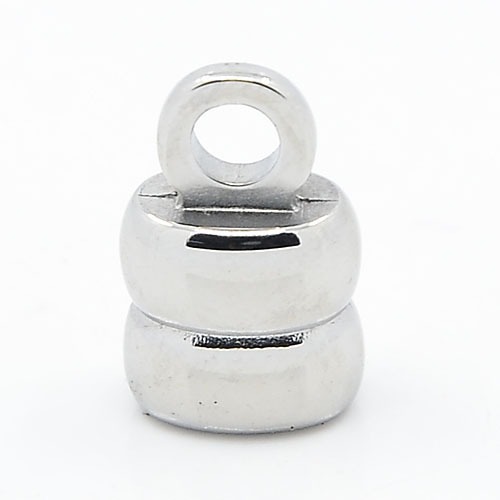 PandaHall 304 Stainless Steel Cord Ends, Rectangle, Stainless Steel Color, 14x9x6mm, Hole: 3mm Stainless Steel