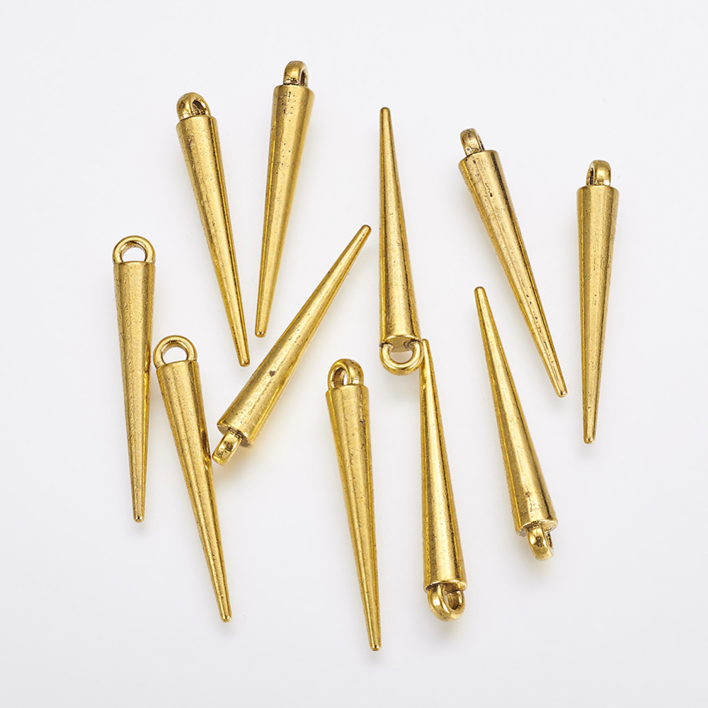 PandaHall Tibetan Style Alloy Spike Beads, Lead Free and Nickel Free, DIY Material for Basketball Wives Hoop Earrings, Antique Golden, about...