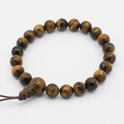 PandaHall Mala Beads Charm Bracelets, Natural Tiger Eye Buddha Bracelets, 56mm Tiger Eye Gold