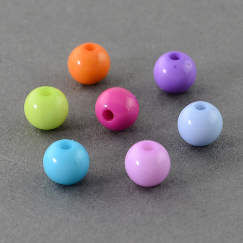 PandaHall Solid Chunky Acrylic Ball Beads, Round, Mixed Color, 10mm, Hole: 2mm; about 920pcs/500g Acrylic Round Multicolor