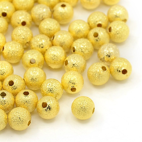 PandaHall 8mm Golden Color Brass Round Spacer Stardust Beads, hole: 1.5~2mm Brass Round