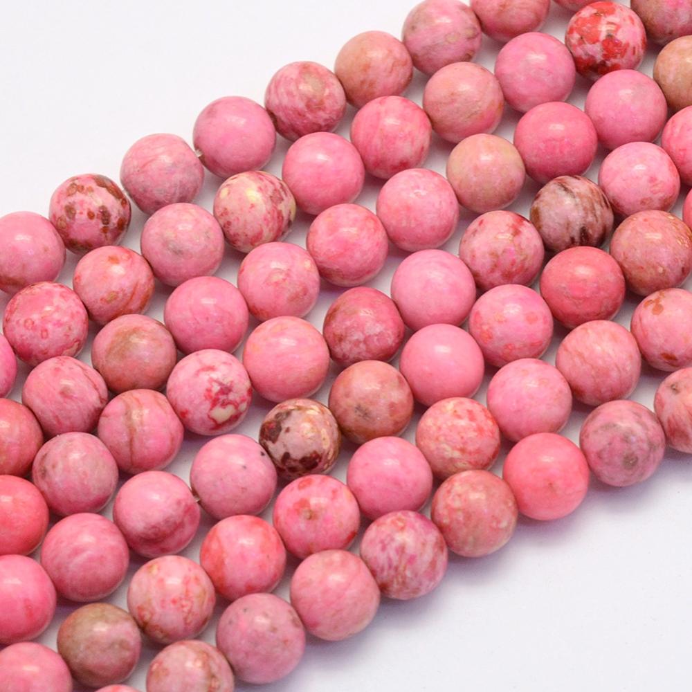 PandaHall Natural Crazy Agate Beads Strands, Round, Dyed & Heated, HotPink, 8~8.5mm, Hole: 1mm; about 47pcs/strand, 14.9''(38cm) Crazy Agate...