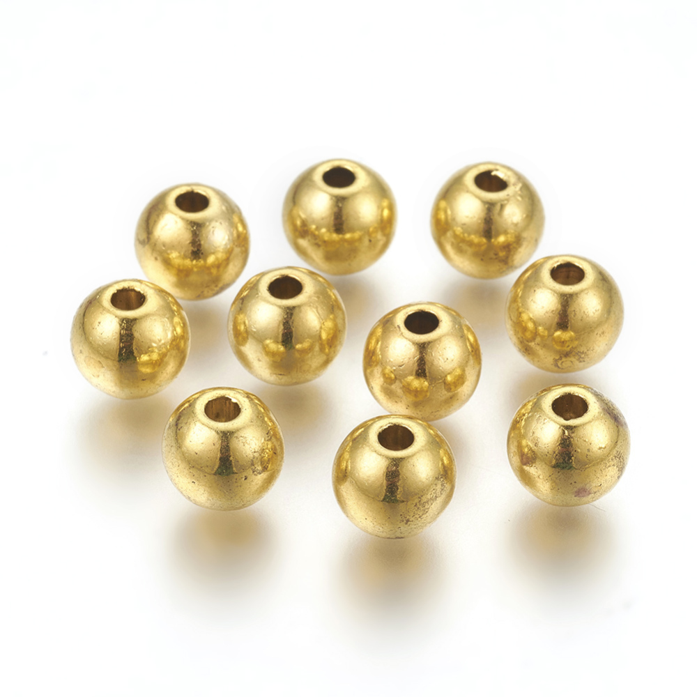 PandaHall Tibetan Style Beads, Antique Golden Lead Free & Nickel Free & Cadmium Free, Round, 7.5mm in diameter, hole: 2.5mm Alloy Round