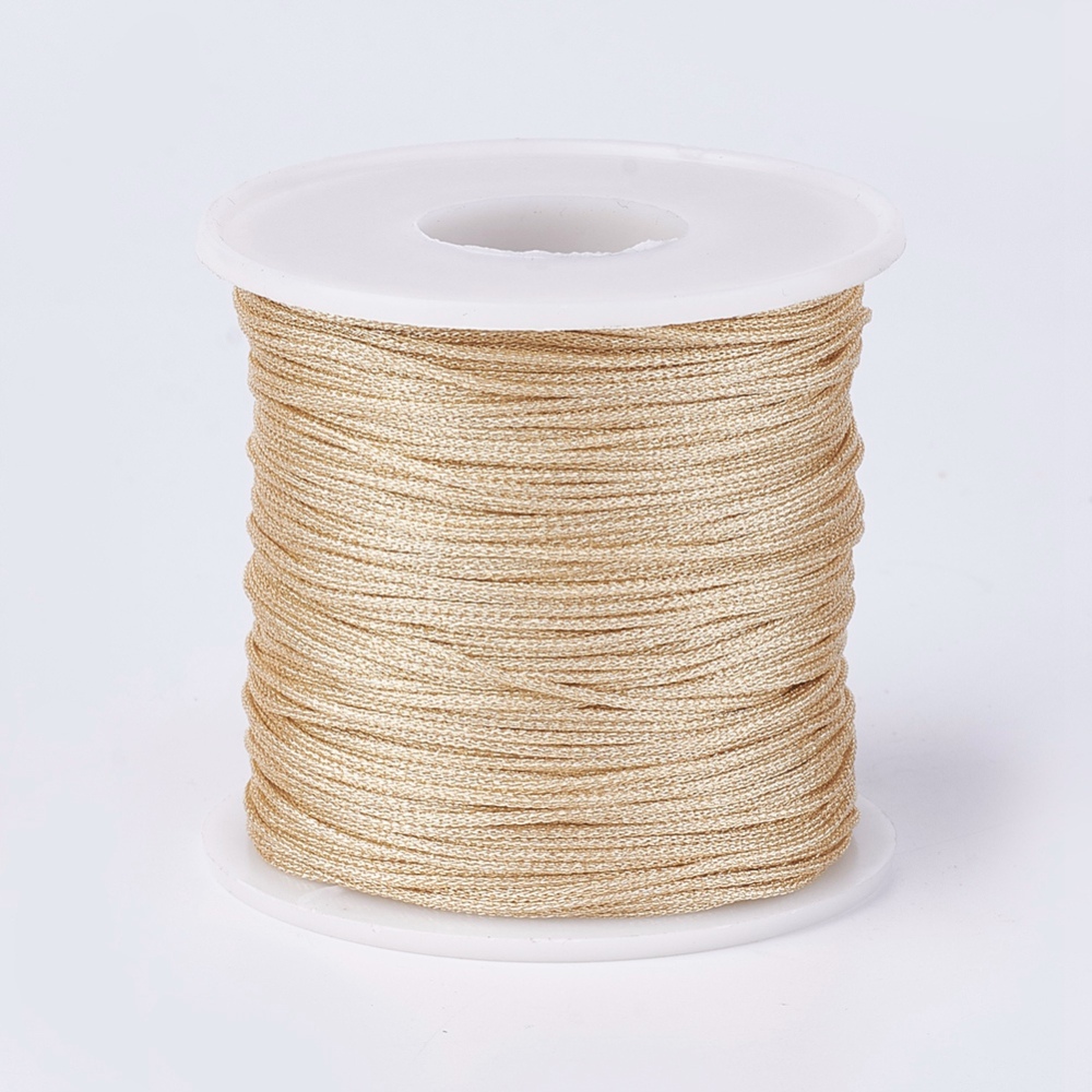 PandaHall Resin and Polyester Braided Cord Thread, Gold, 1mm; about 100m/roll(109.36yard/roll) Polyester Gold