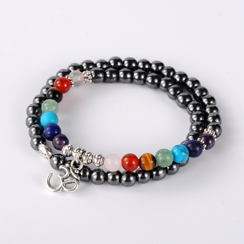 PandaHall Trendy Synthetic Hematite Beads Stretch 2-Loops Bracelets, with Tibetan Style Findingss, Natural Red Agate, Lapis Lazuli, Amethyst...