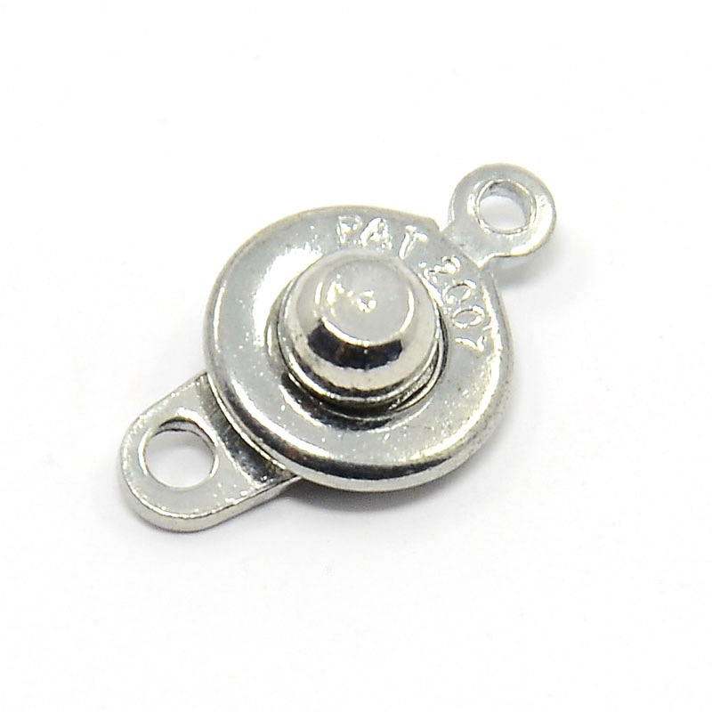 PandaHall Platinum Tone Brass Snap Clasps, 12x9x5mm, Hole: 1mm Brass