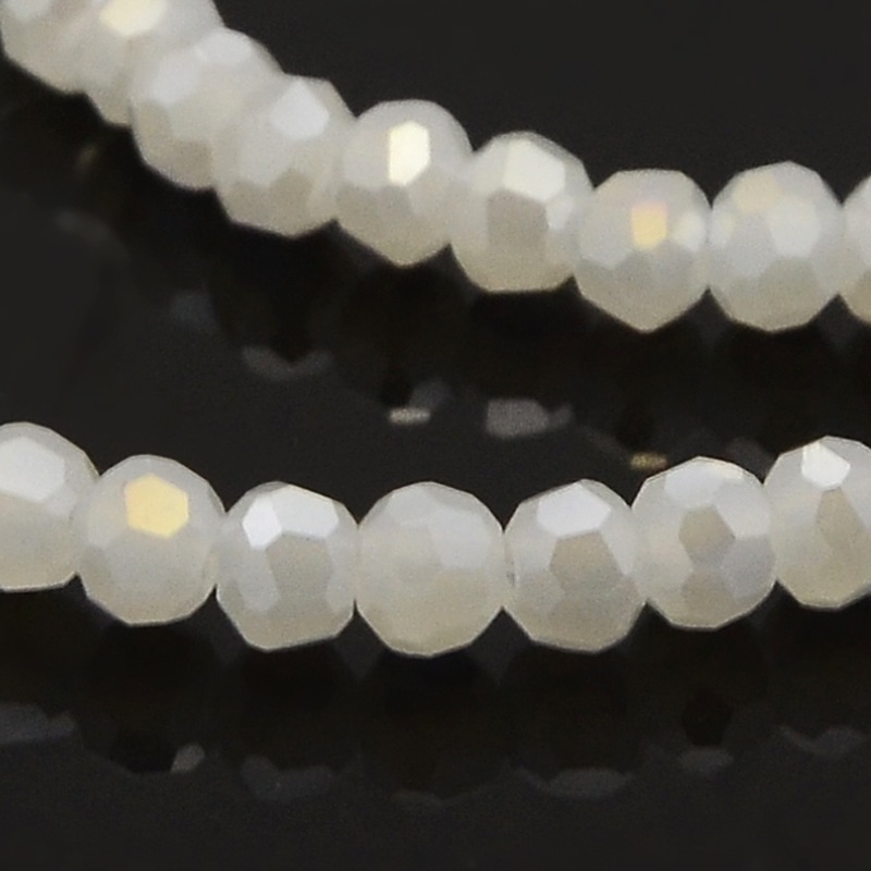 PandaHall AB Color Plated Imitation Jade Glass Faceted Round Beads Strands, White, 3mm, Hole: 1mm; 100pcs/strand, 11.5" Glass Round White