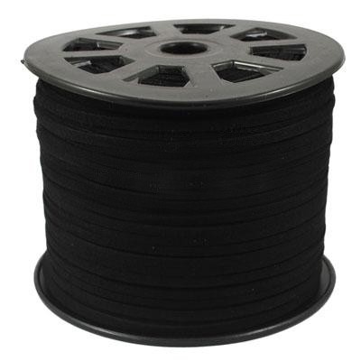 PandaHall Faux Suede Cords, Faux Suede Lace, Black, 4x1.5mm; 100yard/roll Suede Black