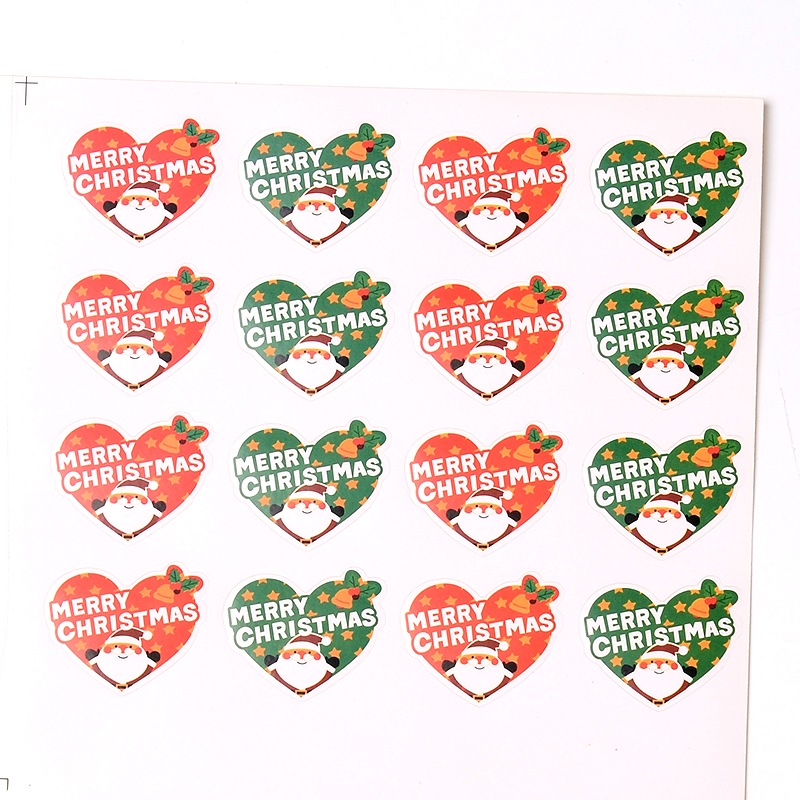 PandaHall Heart with Santa Claus Pattern DIY Label Paster Picture Stickers for Christmas, Colorful, 16.7x16.3cm; about 16pcs/sheet Paper...