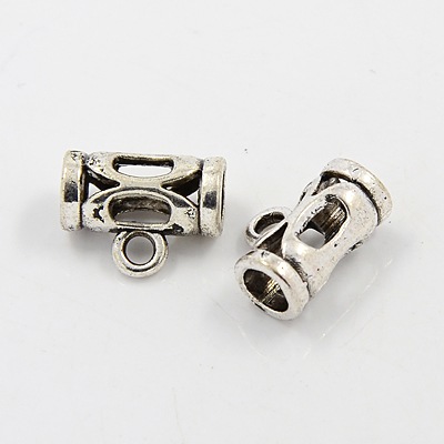 PandaHall Tibetan Style Alloy Column Bail Beads Hanger Links, Antique Silver, Lead Free & Cadmium Free & Nickel Free; 7.5x14mm, Hole: 2.5mm...