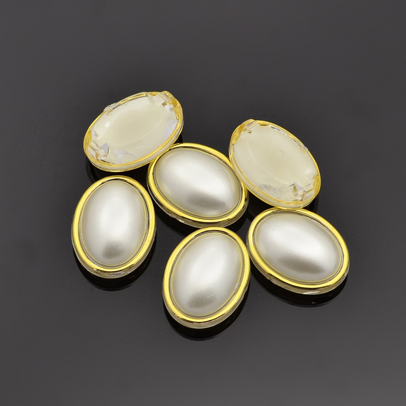 PandaHall Sew on Taiwan Acrylic, Garment Accessories, Oval, OldLace, 11x9x6mm, Hole: 1mm Acrylic Oval Ivory