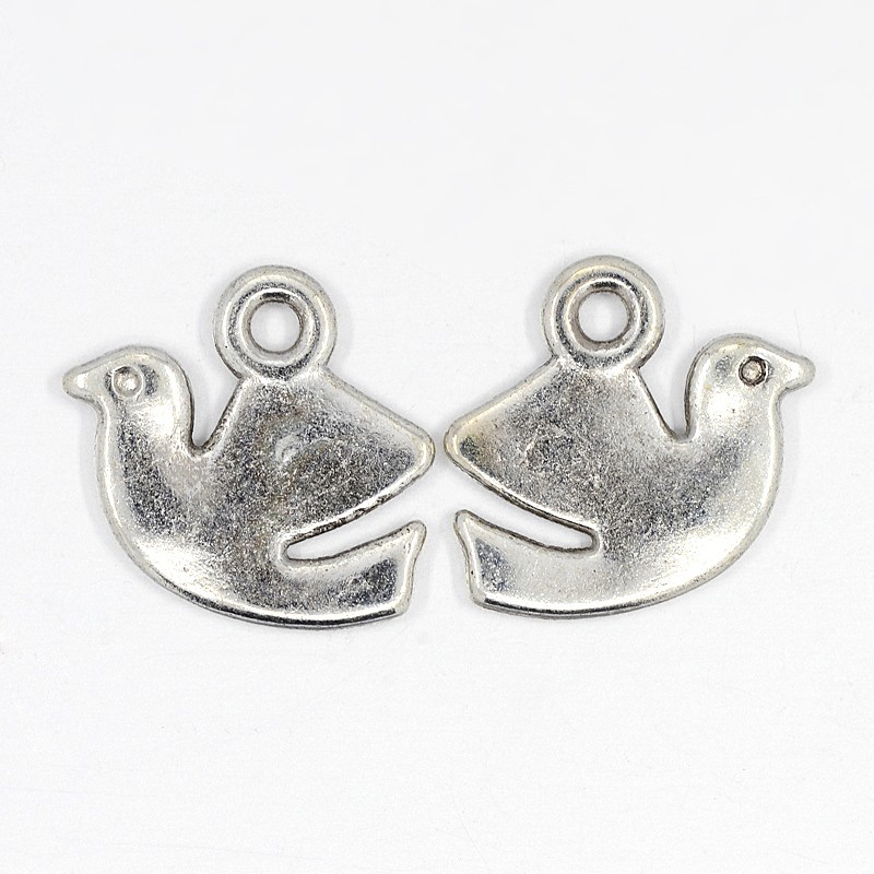 PandaHall Tibetan Styel Alloy Pendants, Dove of Peace, Antique Silver, 16x13x1.5mm, Hole: 2mm Alloy Bird