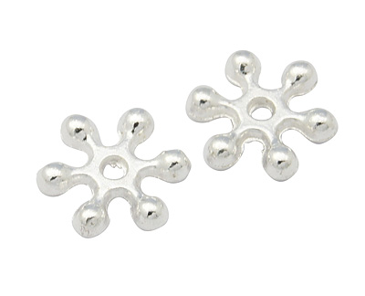 PandaHall Zinc Alloy Beads Spacers, with One Hole, Snowflake, Nickel Free, Silver, 10x2.5mm, Hole: 1.5mm Alloy Snowflake
