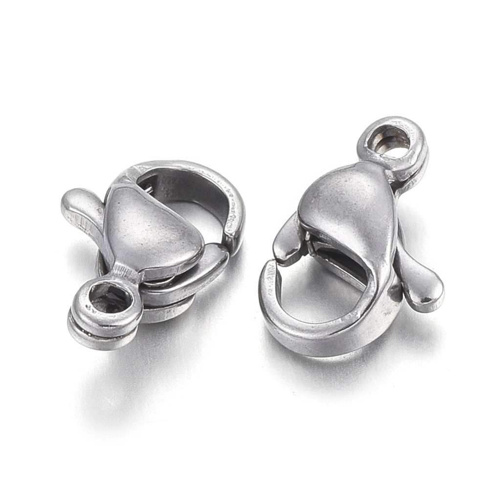 PandaHall 304 Stainless Steel Lobster Claw Clasps, Stainless Steel Color, 9x6x3mm, Hole: 1mm Stainless Steel Others