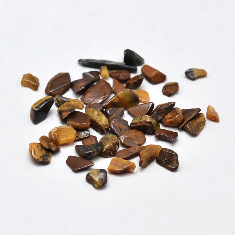 PandaHall Natural Tiger Eye Chip Beads, No Hole/Undrilled, 2~8x2~4mm; about 170pcs/10g Tiger Eye Chip